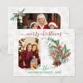 冬の休暇 フォト ファミリー メリークリスマス カード (正面/裏面)