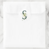 冬の休暇 モノグラム 白いポインセチア ラウンドシール (バッグ)