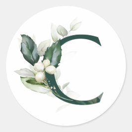 冬の休暇 モノグラム 白い実 ラウンドシール