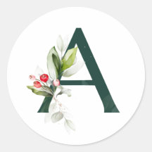 冬の休暇 モノグラム 赤いポインセチアの実