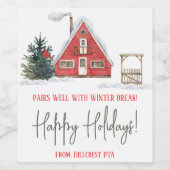 冬の休暇、冬の休日とペアおもしろいよく ワインラベル (シングルラベル)