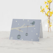 冬の休暇　森　木　スズメ　鳥　漫画 カード (黄色い花)