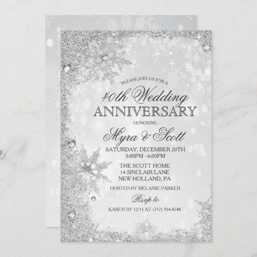 冬の休暇 結婚記念日 招待状 (正面/裏面)