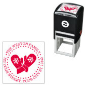 冬の休暇 雪の結晶 ミトン 名前 住所 セルフインキングスタンプ (インサイチュ)