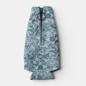 冬の伝統的ペイズリーフローラ青パターン ボトルクーラー (裏面)