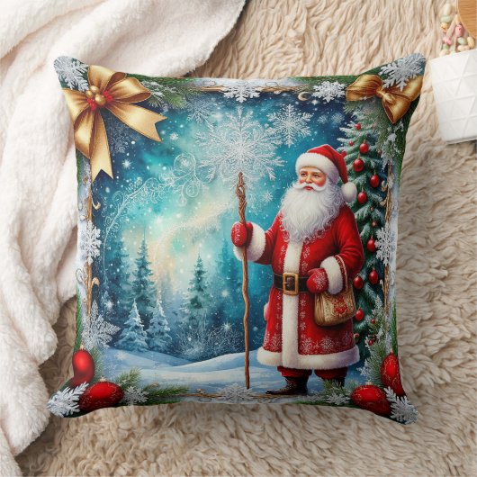 冬の伝統的ワンダーランドのサンタクロース クッション (ブランケット)