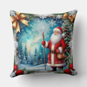 冬の伝統的ワンダーランドのサンタクロース クッション (裏面)