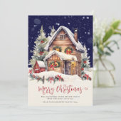 冬の伝統的素朴写真メリークリスマス シーズンカード (スタンド正面)