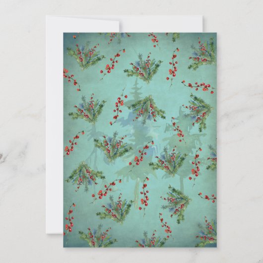 冬の光の列モミの枝の結婚カード 招待状 (裏面)