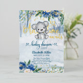 冬の冒険が北極熊の赤ちゃんシャワーを待つ 箔招待状 (立ち正面)