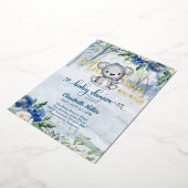 冬の冒険が北極熊の赤ちゃんシャワーを待つ 箔招待状 (回転した状態)