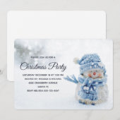 冬の写真の可愛い雪だるま クリスマス 招待状 (正面/裏面)