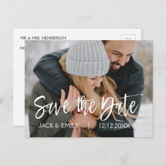 冬の写真の日付カードの保存 案内ポストカード (正面/裏面)