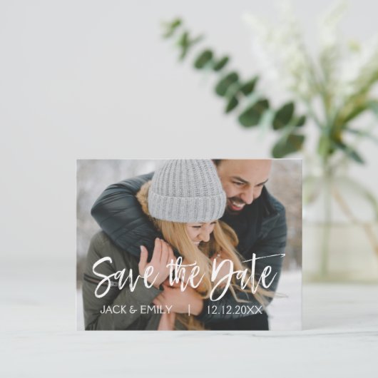 冬の写真の日付カードの保存 案内ポストカード (スタンド正面)