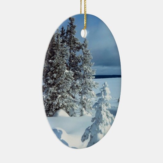 冬の写真テンプレートクリスマス飾り セラミックオーナメント (右)