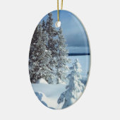 冬の写真テンプレートクリスマス飾り セラミックオーナメント (左)