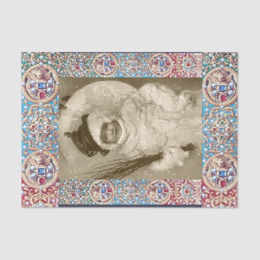 冬の写真テンプレート，天使，大切宝石，宝石 薄葉紙 (正面)