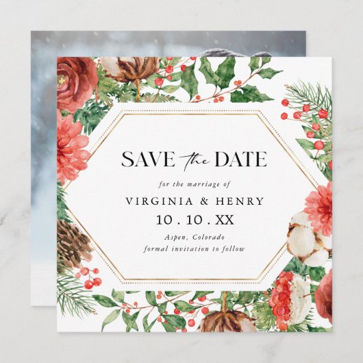 冬の写真 セーブザデート (正面/裏面)