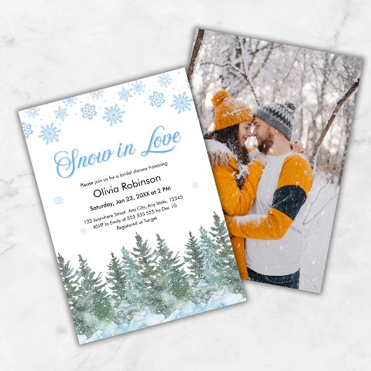 冬の写真 恋する雪 結婚式前ウェディングシャワー 招待状