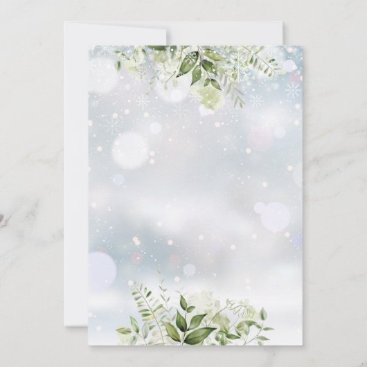 冬の冬のピンク色の赤ちゃんシャワー外の寒さ 招待状 (裏面)