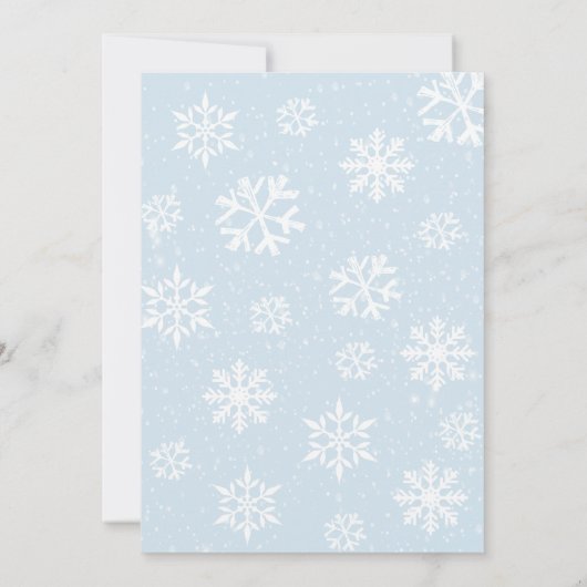 冬の冬の外で寒い森林動物の赤ちゃんシャワー 招待状 (裏面)