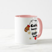 冬の冷たい手の暖かいハート、クリスマスプレゼント マグカップ (正面右)