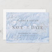 冬の凍ってい銀の雪の日を保存 招待状 (正面/裏面)