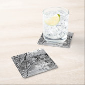 冬の凍結する川上のアーチ橋 スクエアペーパーコースター (インサイチュ)