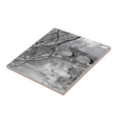 冬の凍結する川上のアーチ橋 タイル (側面)