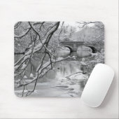 冬の凍結する川上のアーチ橋 マウスパッド (マウス)