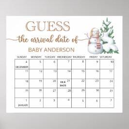 冬の出産予定日当てカレンダー ポスター