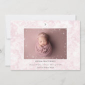 冬の出産発表ベビーガール 案内状 (正面)