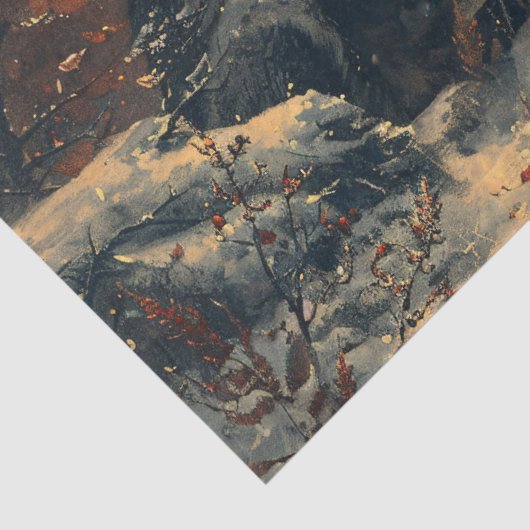 冬の分断期の黒い絵を描オオカミ 薄葉紙 (詳細)