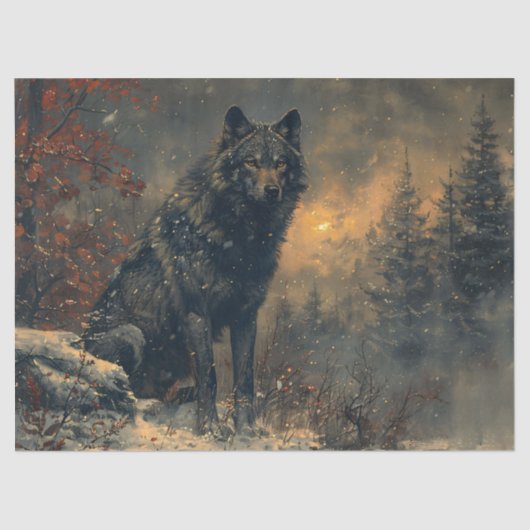 冬の分断期の黒い絵を描オオカミ 薄葉紙 (正面)