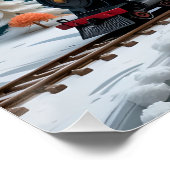 冬の列車のペーパークラフトのシーン ポスター (コーナー)