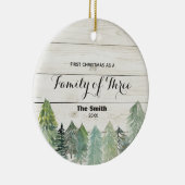 冬の初めてのクリスマスを3人家族に セラミックオーナメント (右)