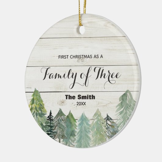 冬の初めてのクリスマスを3人家族に セラミックオーナメント (左)