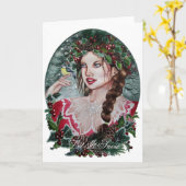 冬の初めのクリスマスグリーティングカード カード (黄色い花)