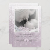 冬の到着のばら色の写真の誕生の発表 案内状 (正面/裏面)