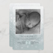 冬の到着の写真の誕生の発表の垂直 案内状 (正面/裏面)