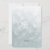 冬の到着の写真の誕生の発表の垂直 案内状 (裏面)