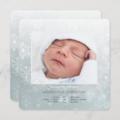 冬の到着の写真の誕生の発表 案内状 (正面/裏面)