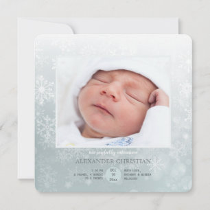 冬の到着の写真の誕生の発表 案内状