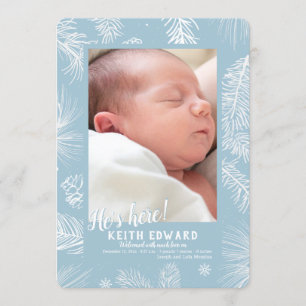 冬の到着写真出産の発表 招待状