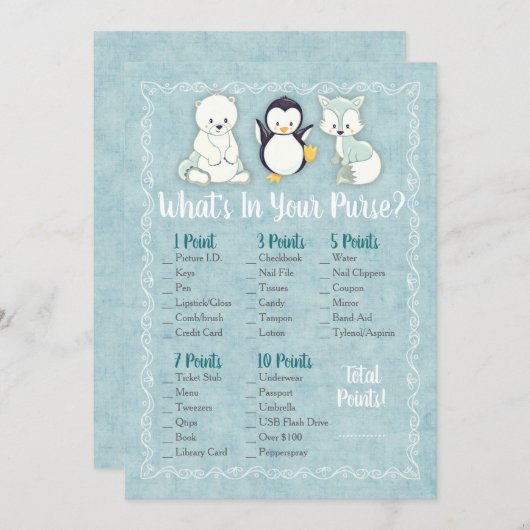 冬の動物あなたの財布シャワーゲームの中にあるものを (正面/裏面)