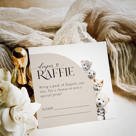 冬の動物おむつラッフルベビーシャワー エンクロージャーカード