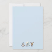 冬の動物が赤ちゃんシャワーの外で寒い サンキューカード (裏面)
