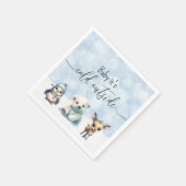 冬の動物が赤ちゃんシャワーの外で寒い スタンダードカクテルナプキン (角)