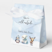 冬の動物が赤ちゃんシャワーの外で寒い フェイバーボックス (正面サイド)