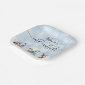 冬の動物が赤ちゃんシャワーの外で寒い ペーパープレート (傾斜あり)